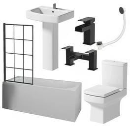 affine-royan-black-bathroom-suite-with-single-ended-shower-bath-1700mm-full-pedestal-basin