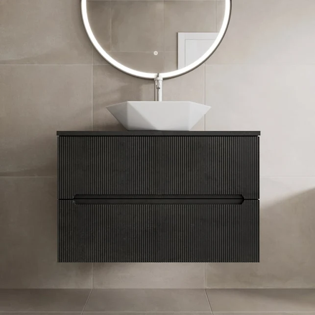 vitusso-fluted-black-wall-hung-bathroom-vanity-unit-with-geometric-basin-800mm vitusso-fluted-black-wall-hung-bathroom-vanity-unit-with-geometric-basin-800mm