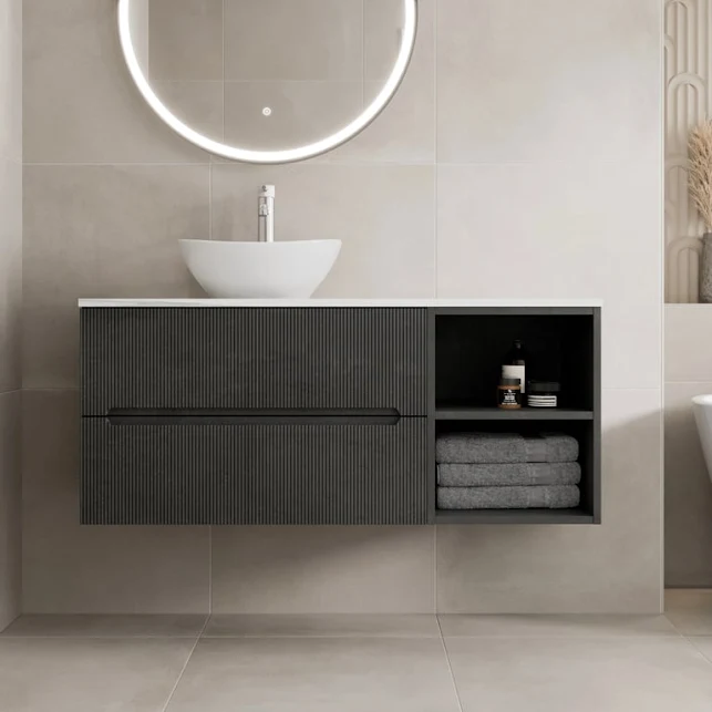 vitusso-fluted-black-white-wall-hung-bathroom-vanity-unit-with-oval-basin-white-1200mm vitusso-fluted-black-white-wall-hung-bathroom-vanity-unit-with-oval-basin-white-1200mm