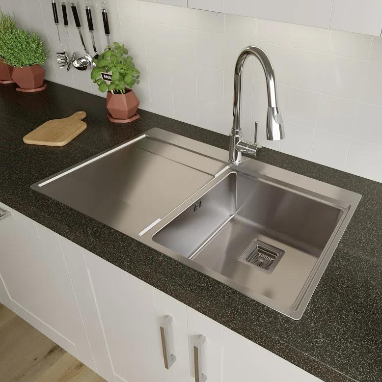 Sauber 1 Bowl Square Inset Stainless Steel Kitchen Sink Left Hand ...