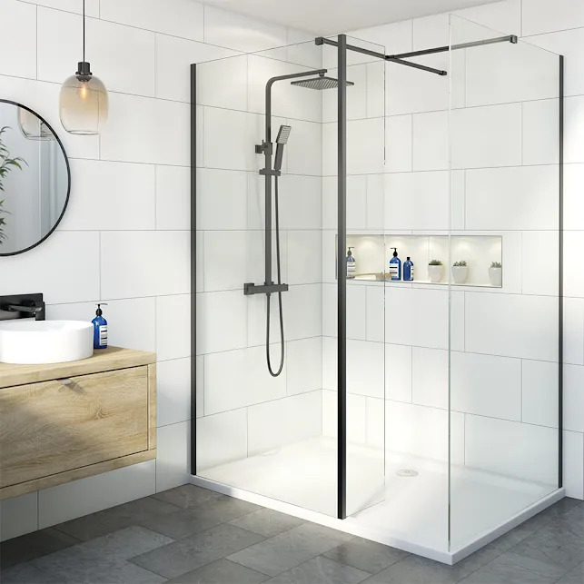 diamond-walk-in-shower-screen-fixed-return-1100mm-with-1700-x-700mm-anti-slip-tray-8mm-black