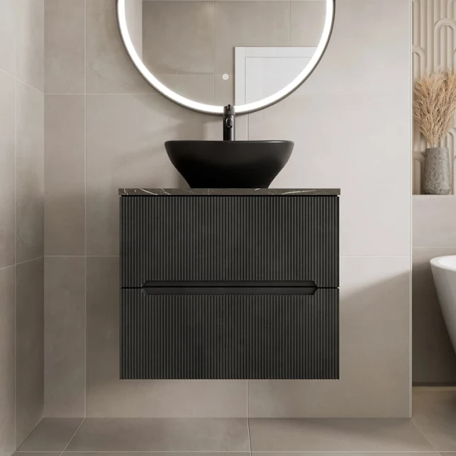 vitusso-fluted-black-grey-wall-hung-bathroom-vanity-unit-with-oval-basin-black-600mm vitusso-fluted-black-grey-wall-hung-bathroom-vanity-unit-with-oval-basin-black-600mm