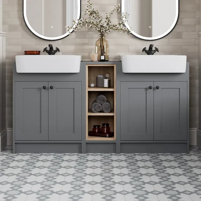 park-lane-winchester-grey-double-vanity-unit-with-basins-shelves-1540mm-black-handles