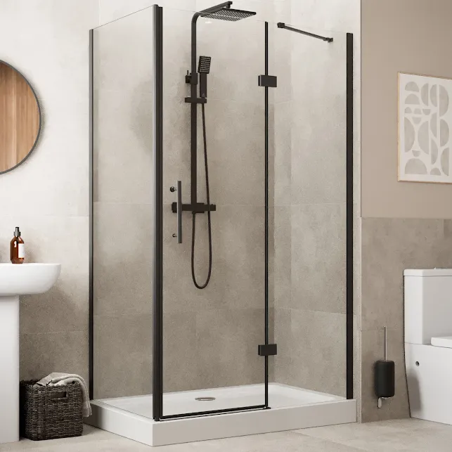 diamond-frameless-hinged-shower-enclosure-1200-x-800mm-with-raised-tray-and-waste-8mm-black diamond-frameless-hinged-shower-enclosure-1200-x-800mm-with-raised-tray-and-waste-8mm-black
