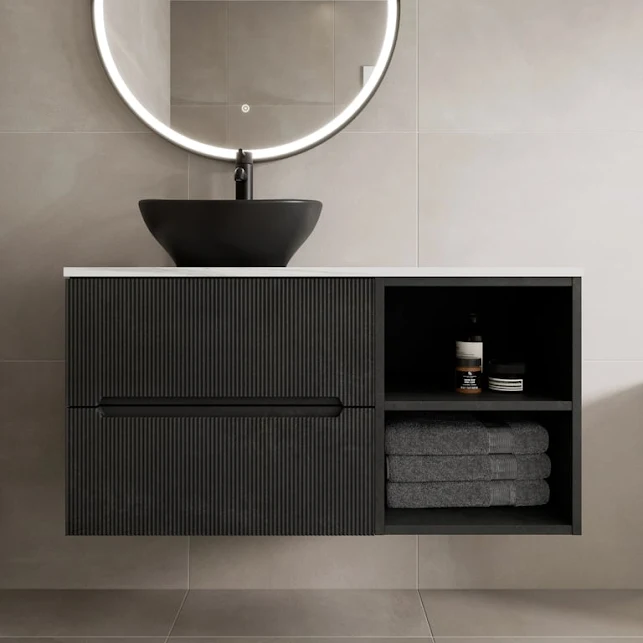 vitusso-fluted-black-white-wall-hung-bathroom-vanity-unit-with-oval-basin-black-1000mm vitusso-fluted-black-white-wall-hung-bathroom-vanity-unit-with-oval-basin-black-1000mm