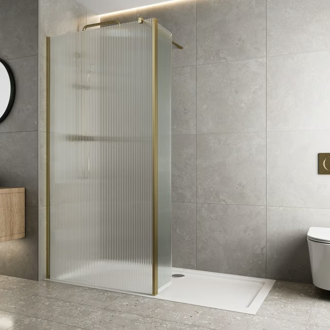 diamond-fluted-walk-in-shower-screen-with-1700-x-700mm-non-slip-tray-hinged-return-8mm-brass