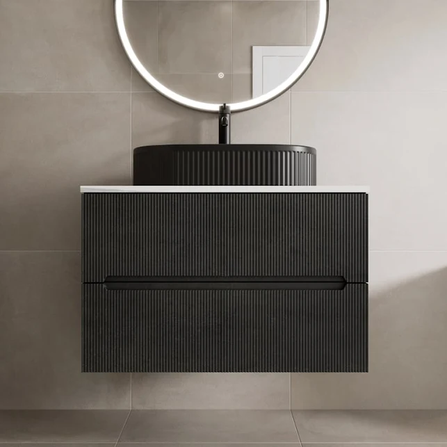 vitusso-fluted-black-white-wall-hung-bathroom-vanity-unit-with-oval-fluted-basin-black-800mm vitusso-fluted-black-white-wall-hung-bathroom-vanity-unit-with-oval-fluted-basin-black-800mm