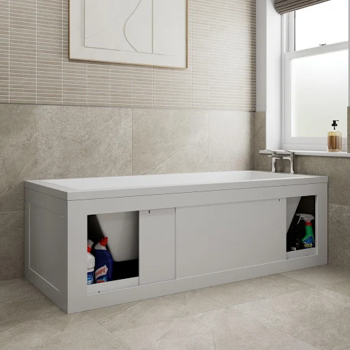 Ceramica White Storage Bath Panel 1700mm - Side MDF