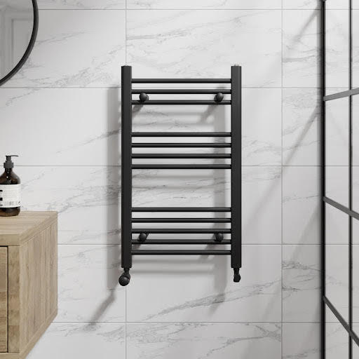 DuraTherm Heated Towel Rail Matt Black 750 x 450mm Flat