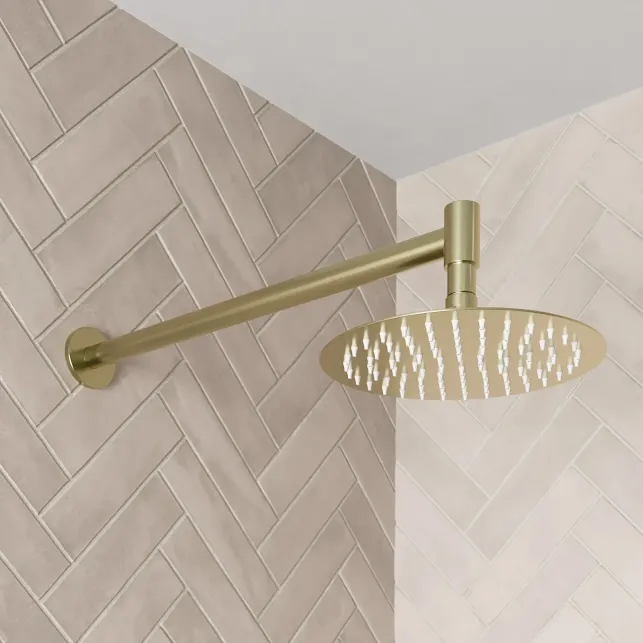 merano-round-wall-mounted-fixed-shower-head-200mm-brushed-brass merano-round-wall-mounted-fixed-shower-head-200mm-brushed-brass