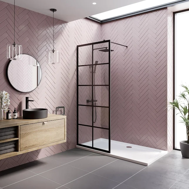 diamond-grid-walk-in-shower-screen-with-1700-x-700mm-tray-8mm-black diamond-grid-walk-in-shower-screen-with-1700-x-700mm-tray-8mm-black