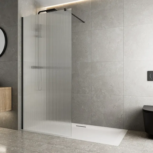 diamond-fluted-wet-room-shower-screen-700mm-8mm-black diamond-fluted-wet-room-shower-screen-700mm-8mm-black