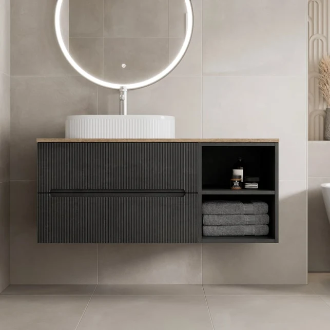 vitusso-fluted-black-oak-wall-hung-bathroom-vanity-unit-with-round-fluted-basin-white-1200mm vitusso-fluted-black-oak-wall-hung-bathroom-vanity-unit-with-round-fluted-basin-white-1200mm