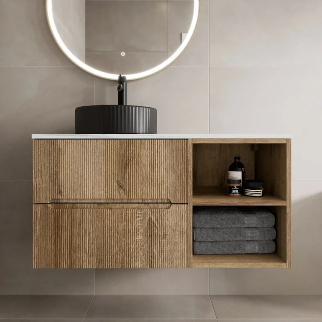 vitusso-fluted-wood-white-wall-hung-bathroom-vanity-unit-with-round-fluted-basin-black-1000mm