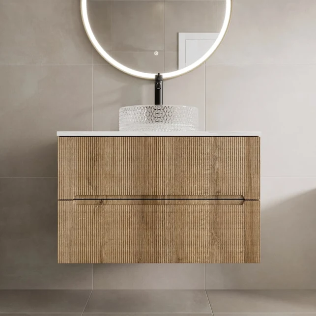 vitusso-fluted-wood-white-wall-hung-bathroom-vanity-unit-with-round-glass-basin-800mm vitusso-fluted-wood-white-wall-hung-bathroom-vanity-unit-with-round-glass-basin-800mm