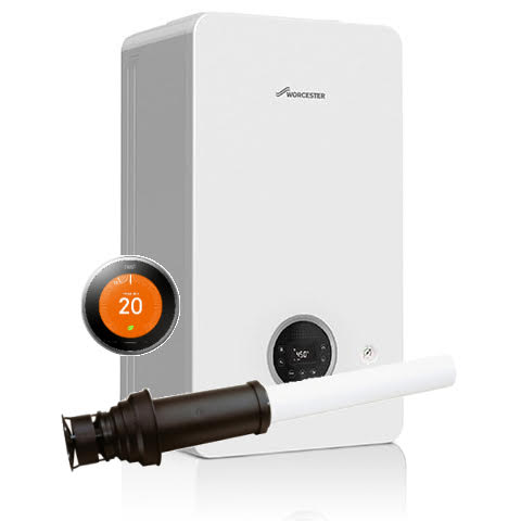 Worcester Greenstar 2000 25kW Combination Boiler, Vertical Flue u0026 Nest  Learning Thermostat Pack