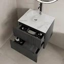 vitusso-fluted-black-white-wall-hung-bathroom-vanity-unit-with-round-glass-basin-600mm vitusso-fluted-black-white-wall-hung-bathroom-vanity-unit-with-round-glass-basin-600mm