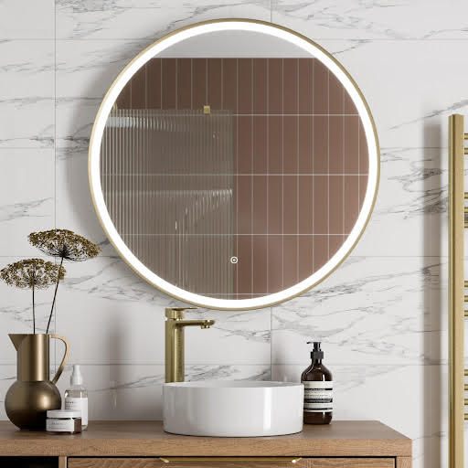 Artis Round LED Mirror with Demister - 800 x 800mm Brushed Brass