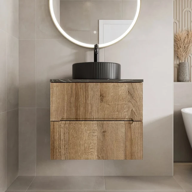 vitusso-fluted-wood-grey-wall-hung-bathroom-vanity-unit-with-round-fluted-basin-black-600mm vitusso-fluted-wood-grey-wall-hung-bathroom-vanity-unit-with-round-fluted-basin-black-600mm