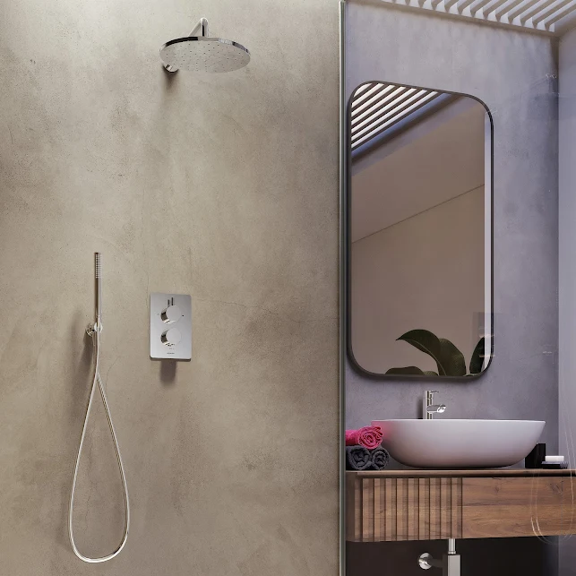aqualisa-dream-thermostatic-mixer-dual-outlet-with-hand-shower-and-fixed-wall-head-round aqualisa-dream-thermostatic-mixer-dual-outlet-with-hand-shower-and-fixed-wall-head-round