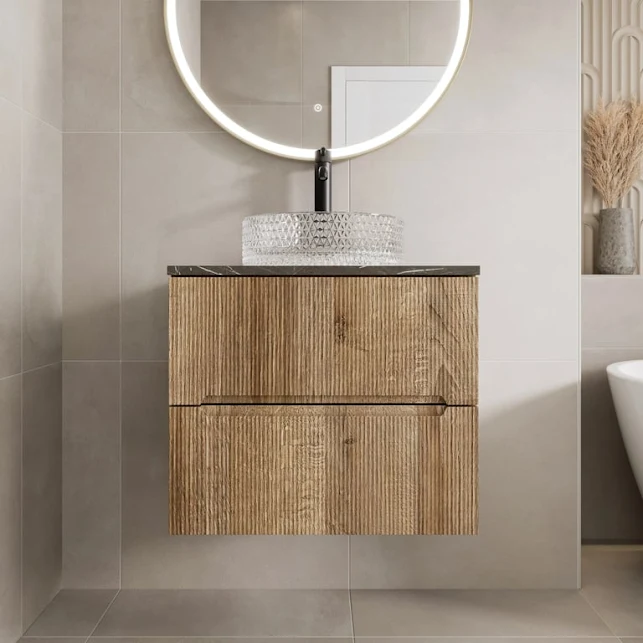 vitusso-fluted-wood-grey-wall-hung-bathroom-vanity-unit-with-round-glass-basin-600mm vitusso-fluted-wood-grey-wall-hung-bathroom-vanity-unit-with-round-glass-basin-600mm