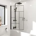 luxura-square-abstract-grid-bath-shower-screen-800mm-matt-black-6mm luxura-square-abstract-grid-bath-shower-screen-800mm-matt-black-6mm