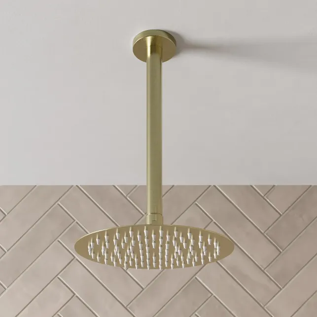 merano-ceiling-mounted-round-shower-head-200mm-brushed-brass merano-ceiling-mounted-round-shower-head-200mm-brushed-brass