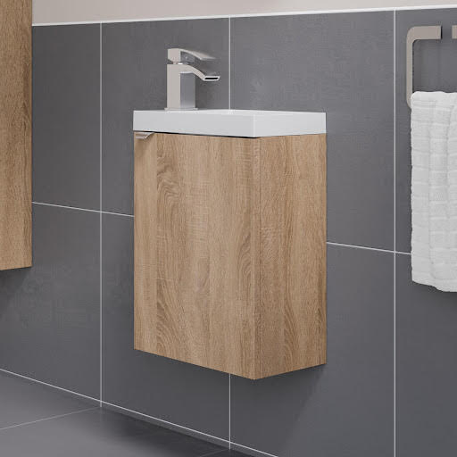 Vitusso Garda Wood Wall Hung Cloakroom Vanity Unit & Basin 400mm