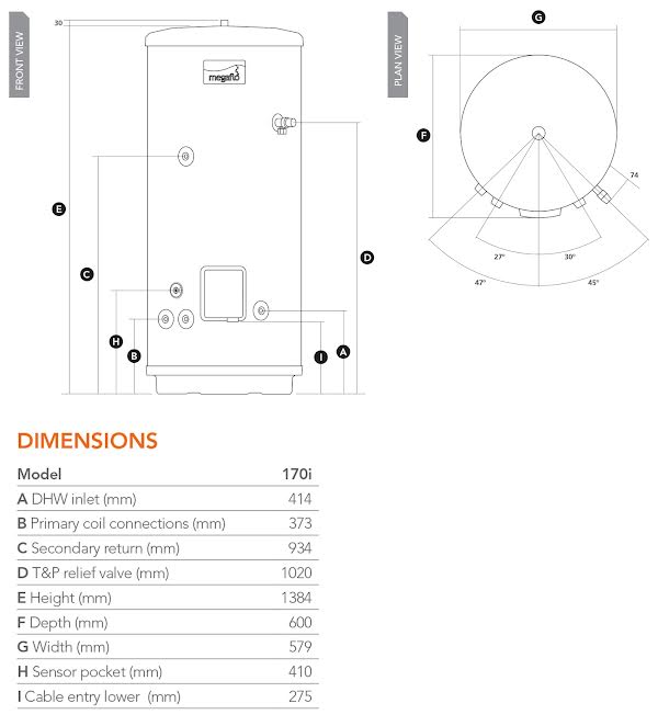 Heatrae Sadia Megaflo Eco 170i 2 Indirect Unvented Cylinder