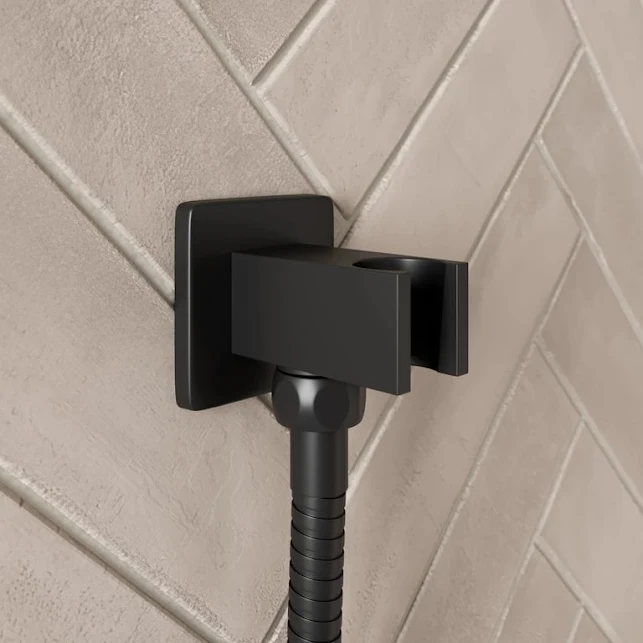 merano-square-water-outlet-with-handset-holder-black merano-square-water-outlet-with-handset-holder-black