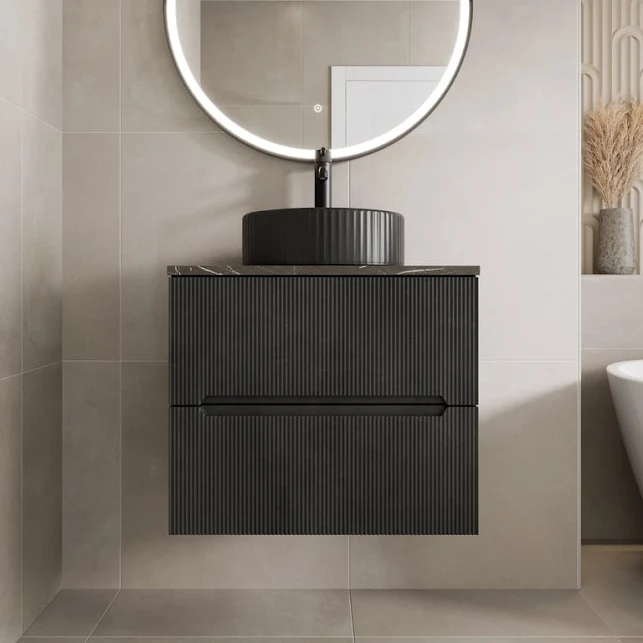 vitusso-fluted-black-grey-wall-hung-bathroom-vanity-unit-with-round-fluted-basin-black-600mm vitusso-fluted-black-grey-wall-hung-bathroom-vanity-unit-with-round-fluted-basin-black-600mm