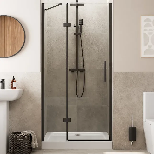 diamond-frameless-hinged-shower-door-1000mm-with-1000-x-700mm-raised-tray-and-waste-8mm-black diamond-frameless-hinged-shower-door-1000mm-with-1000-x-700mm-raised-tray-and-waste-8mm-black