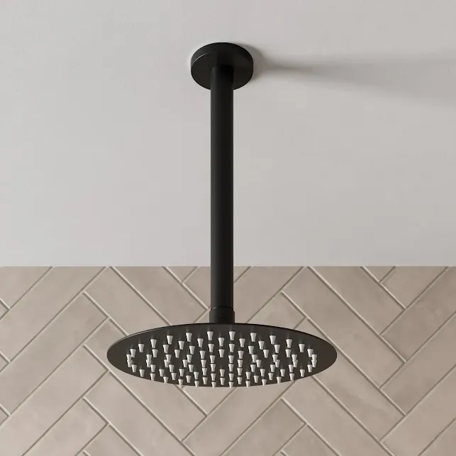 merano-ceiling-mounted-round-shower-head-200mm-black merano-ceiling-mounted-round-shower-head-200mm-black