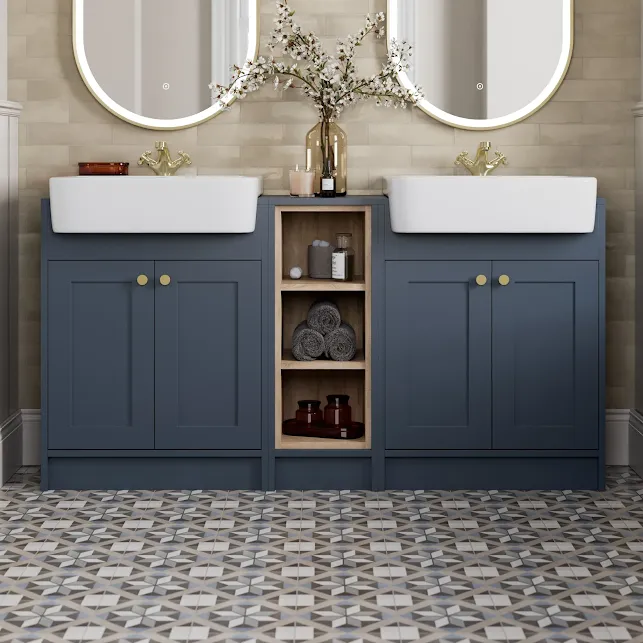 park-lane-winchester-blue-double-vanity-unit-with-basins-shelves-1540mm-brass-handles park-lane-winchester-blue-double-vanity-unit-with-basins-shelves-1540mm-brass-handles