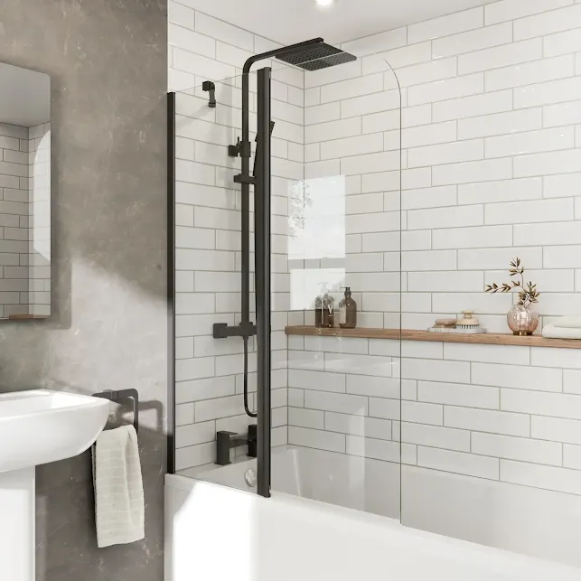 luxura-curved-folding-bath-shower-screen-1000mm-matt-black-two-panels-6mm luxura-curved-folding-bath-shower-screen-1000mm-matt-black-two-panels-6mm