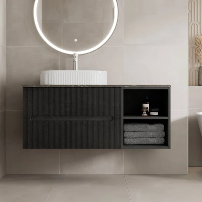 vitusso-fluted-black-grey-wall-hung-bathroom-vanity-unit-with-round-fluted-basin-white-1200mm vitusso-fluted-black-grey-wall-hung-bathroom-vanity-unit-with-round-fluted-basin-white-1200mm
