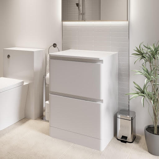Regis Forma 600mm White Gloss Free Standing Countertop Vanity Unit