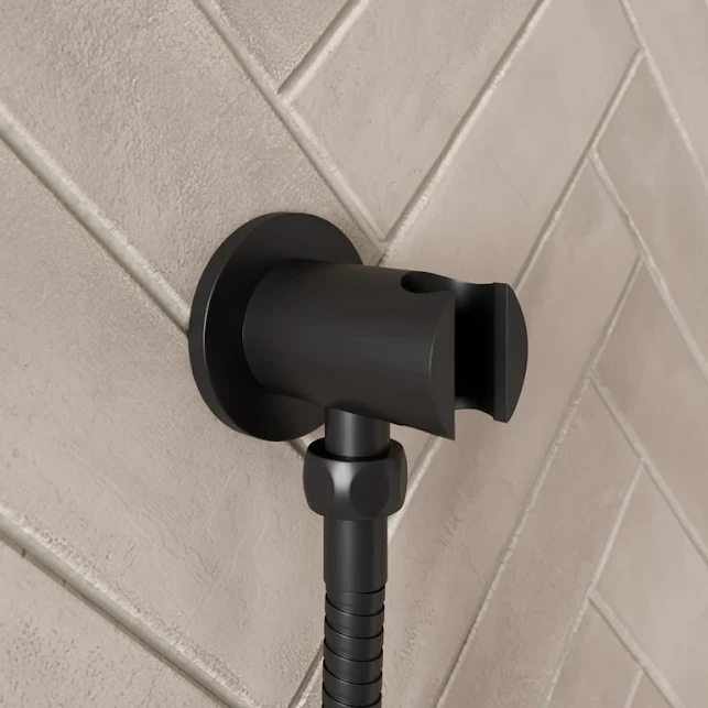 merano-round-water-outlet-with-handset-holder-black merano-round-water-outlet-with-handset-holder-black